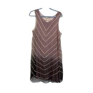 Soft Surroundings Dress Womens Size M Purple Sheer Lined Sleeveless Embroidered